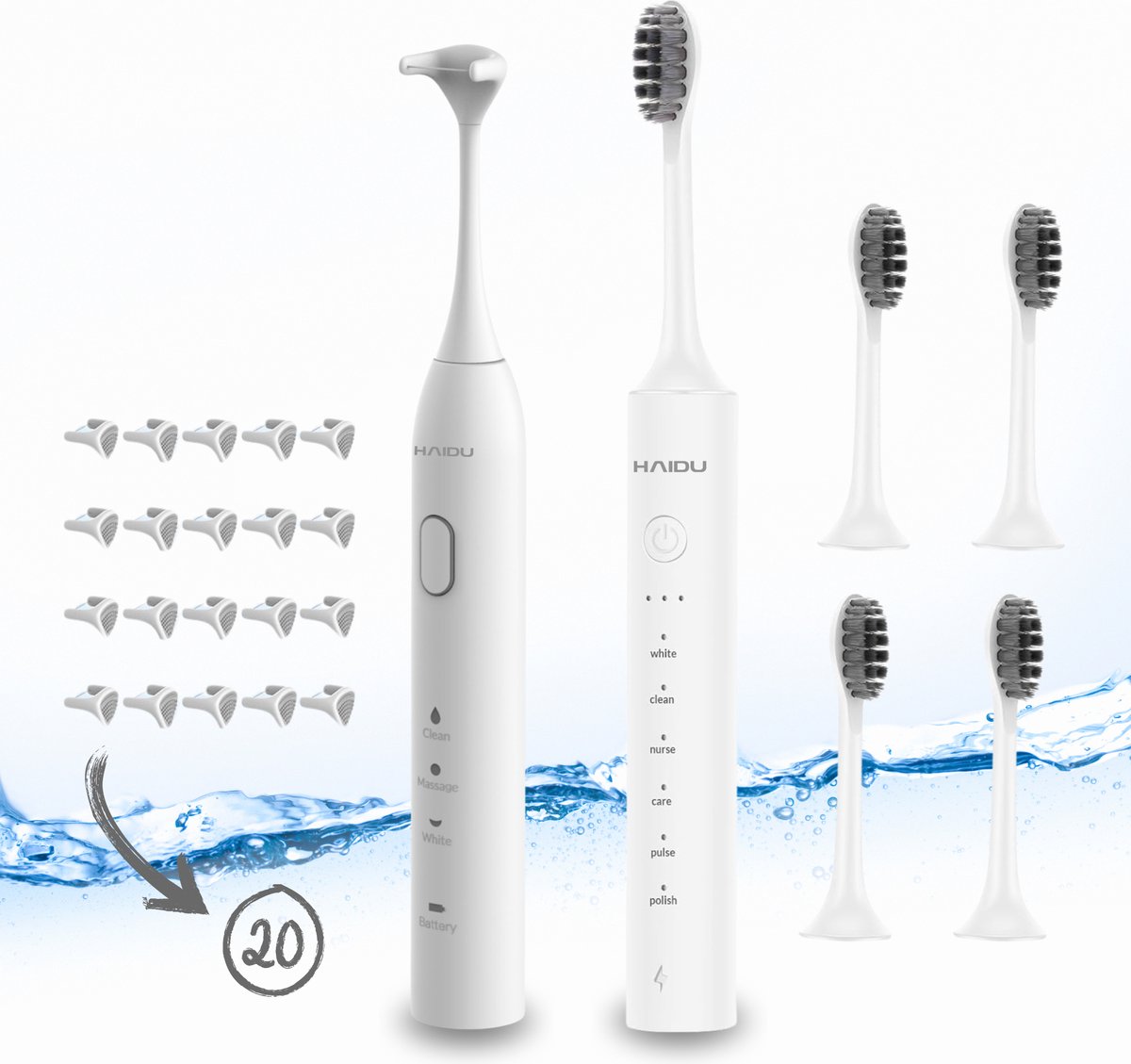 Goedkoopste HAIDU Elektrische Tongschraper Elektrische Tandenborstel – Waterflosser alternatief – Flosdraad – Tongue Scraper – Wit