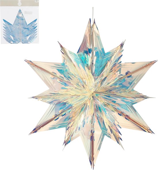 House of Seasons Hangende Decoratie Ster - L60 x B55 x H25 cm - Iriserend