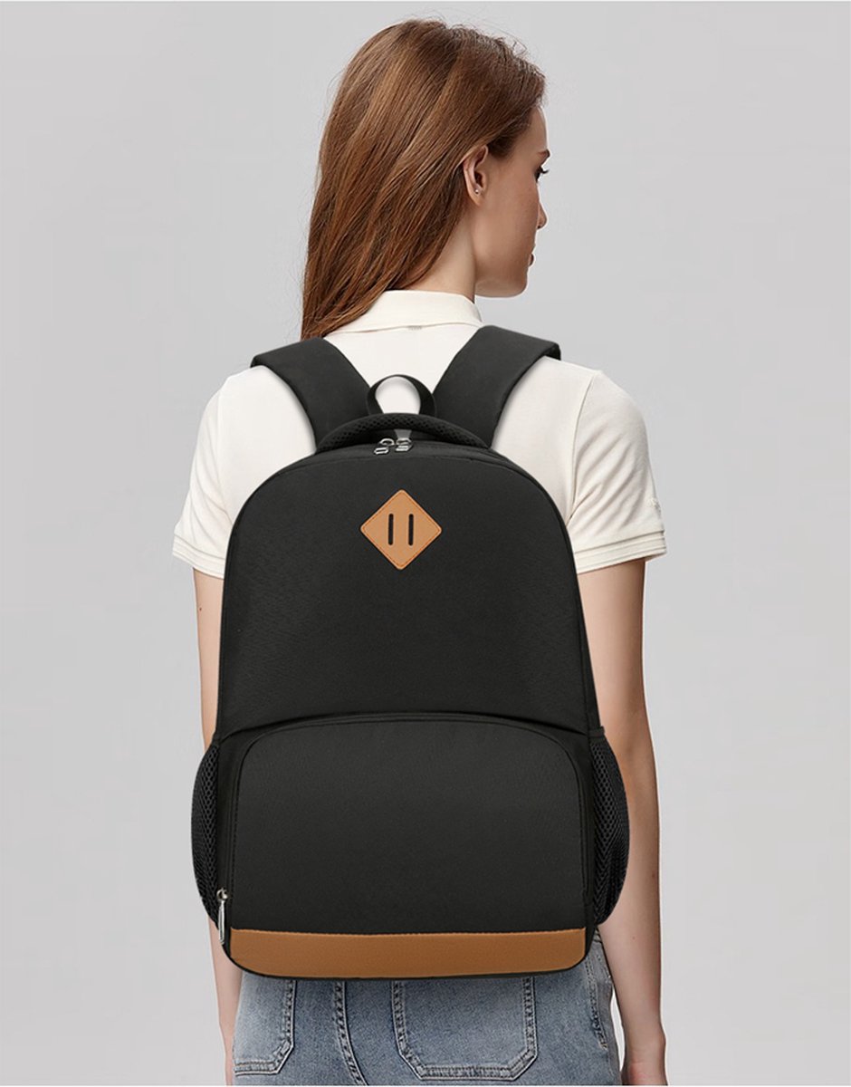 Rugzak voor laptop en picknick met lekvrij en geïsoleerd lunchvak - Zwart Bruin