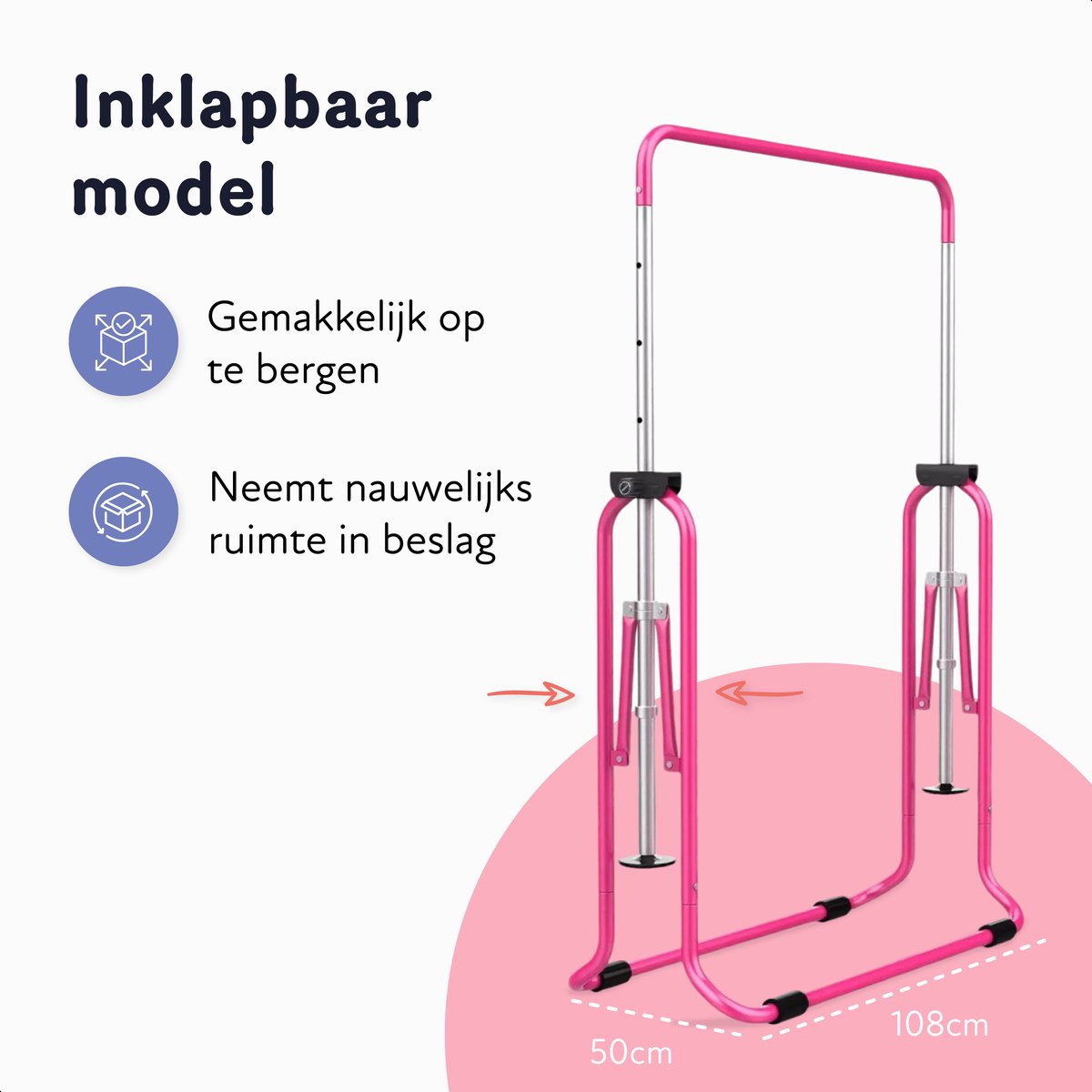 Inklapbaar Turnrek - Klimrek - Verstelbaar in 4 hoogtes - Rekstok - Duikelrek - Kinderen - Peuter - Voor buiten en binnen - Klimboog — afbeelding 6
