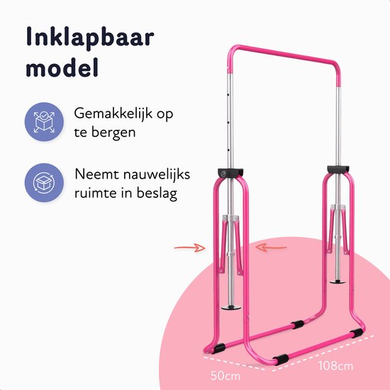 Inklapbaar Turnrek - Klimrek - Verstelbaar in 4 hoogtes - Rekstok - Duikelrek - Kinderen - Peuter - Voor buiten en binnen - Klimboog — afbeelding 5