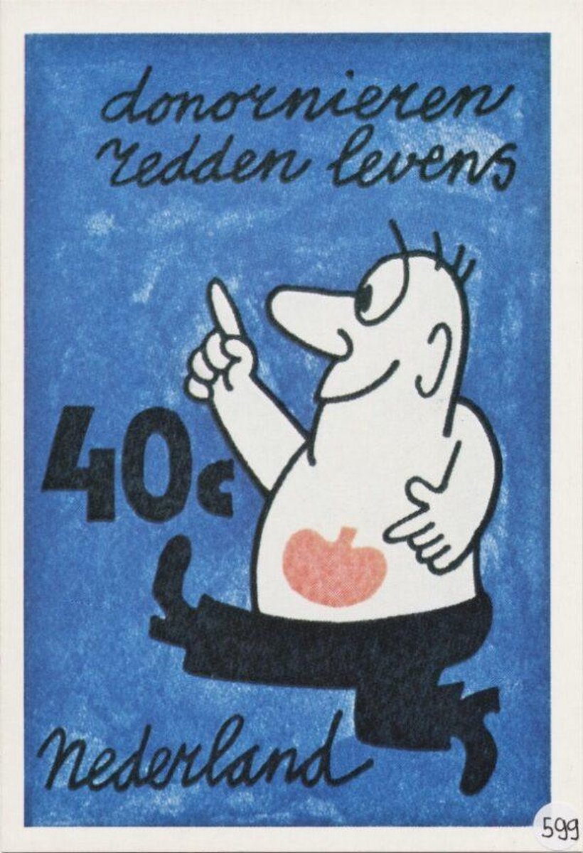 Briefkaart met afbeelding Donornieren redden levens postzegel