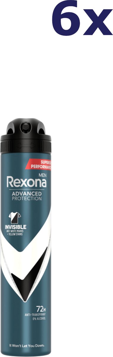 Goedkoopste 6x Rexona 200ml deo spray men protection invisible