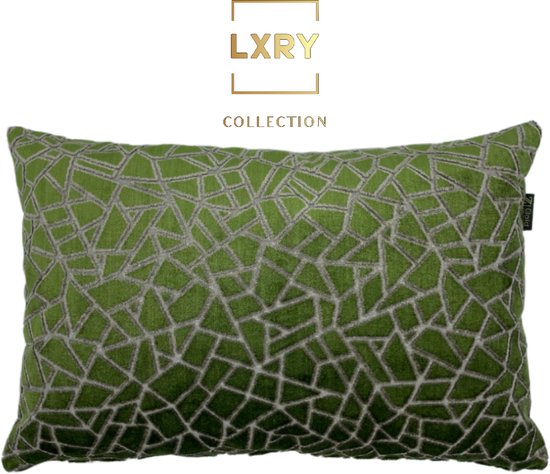 Zippi Design Cape Town LXRY collectie - Velvet sierkussen groen grijs met diepe structuur - Luxe handgemaakt designkussen met eendenveren vulling - 45x45 cm