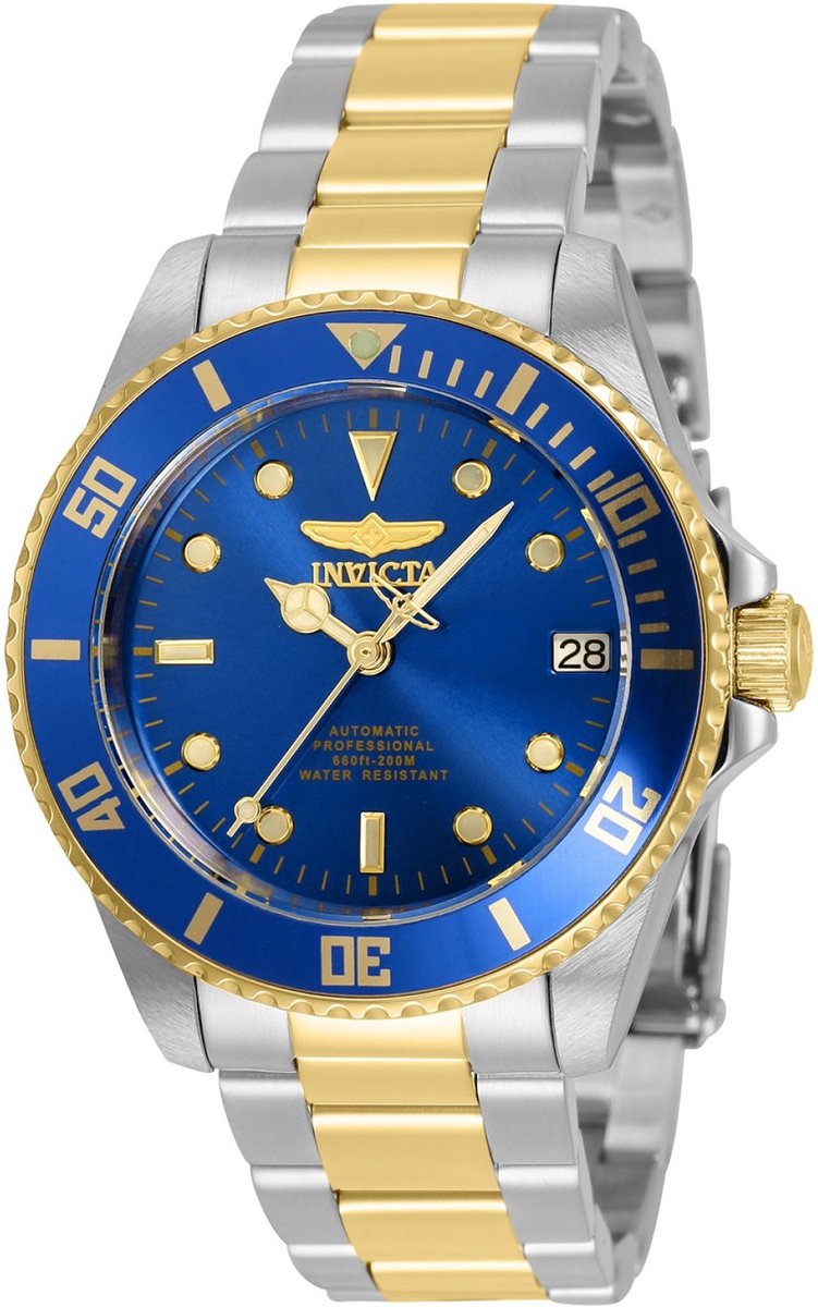 Invicta Pro Diver 35849 Horloge - Waterdicht - Analoog - Automatisch Uurwerk - Roestvrij Staal met blauwe Wijzerplaat -36mm