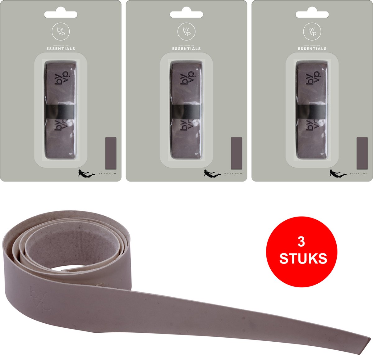 By-VP Padel Grip - 3 Stuks - Bruin/Grijs - Padelgrip - Tennis Grip - Robin van Persie