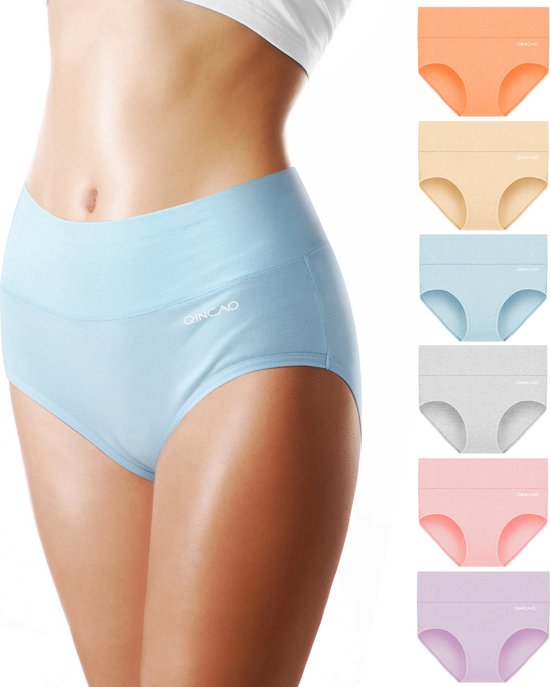 Qincao Sous-vêtements pour femme – Taille haute – Taille XXL – Doux – Respirant – Extensible