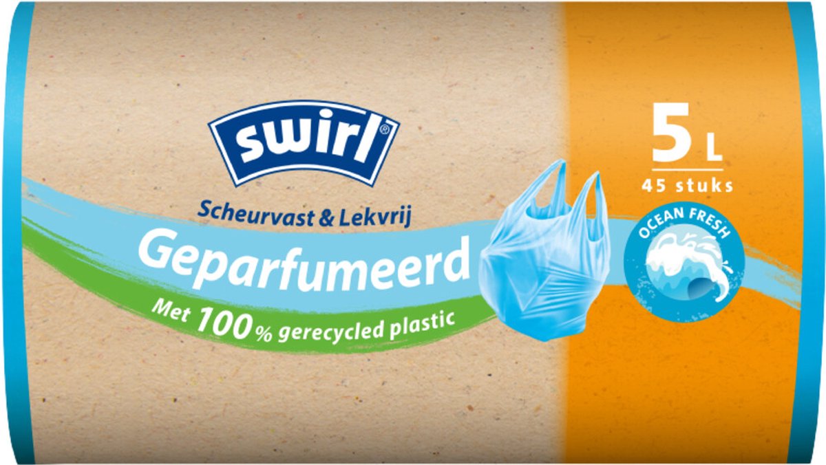 Goedkoopste Blauwe vuilniszak - handvat - 12 rollen - 5 liter - 33cm x 36cm