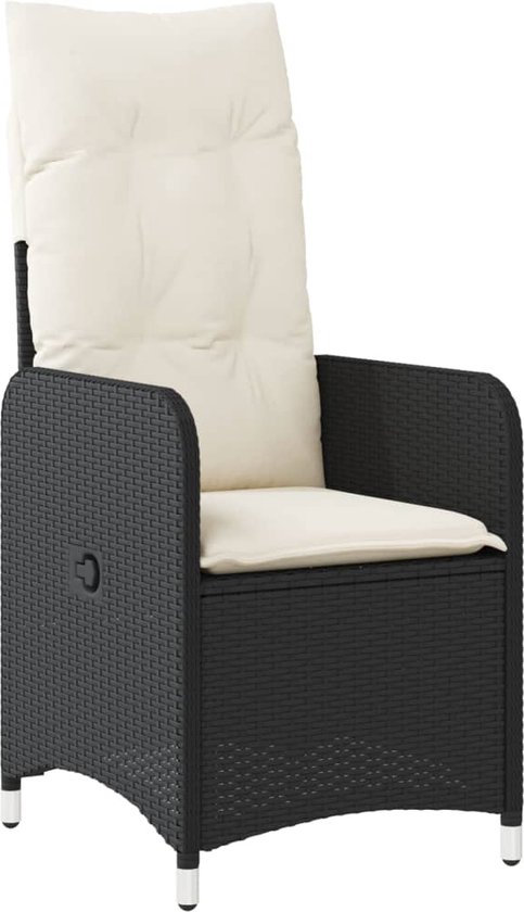 vidaXL - 9 pièces - Set de bistro - avec - coussins - poly - rotin - noir