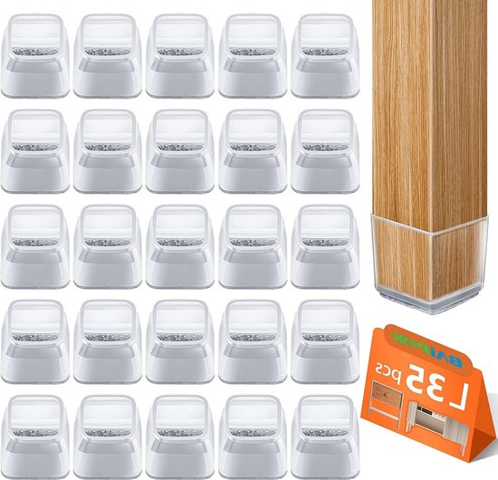 32 stuks stoelpootbeschermers voor hardhouten vloeren, siliconen hoezen om houten tegelvloeren te beschermen, vilten pads, meubelpootdoppen (groot
