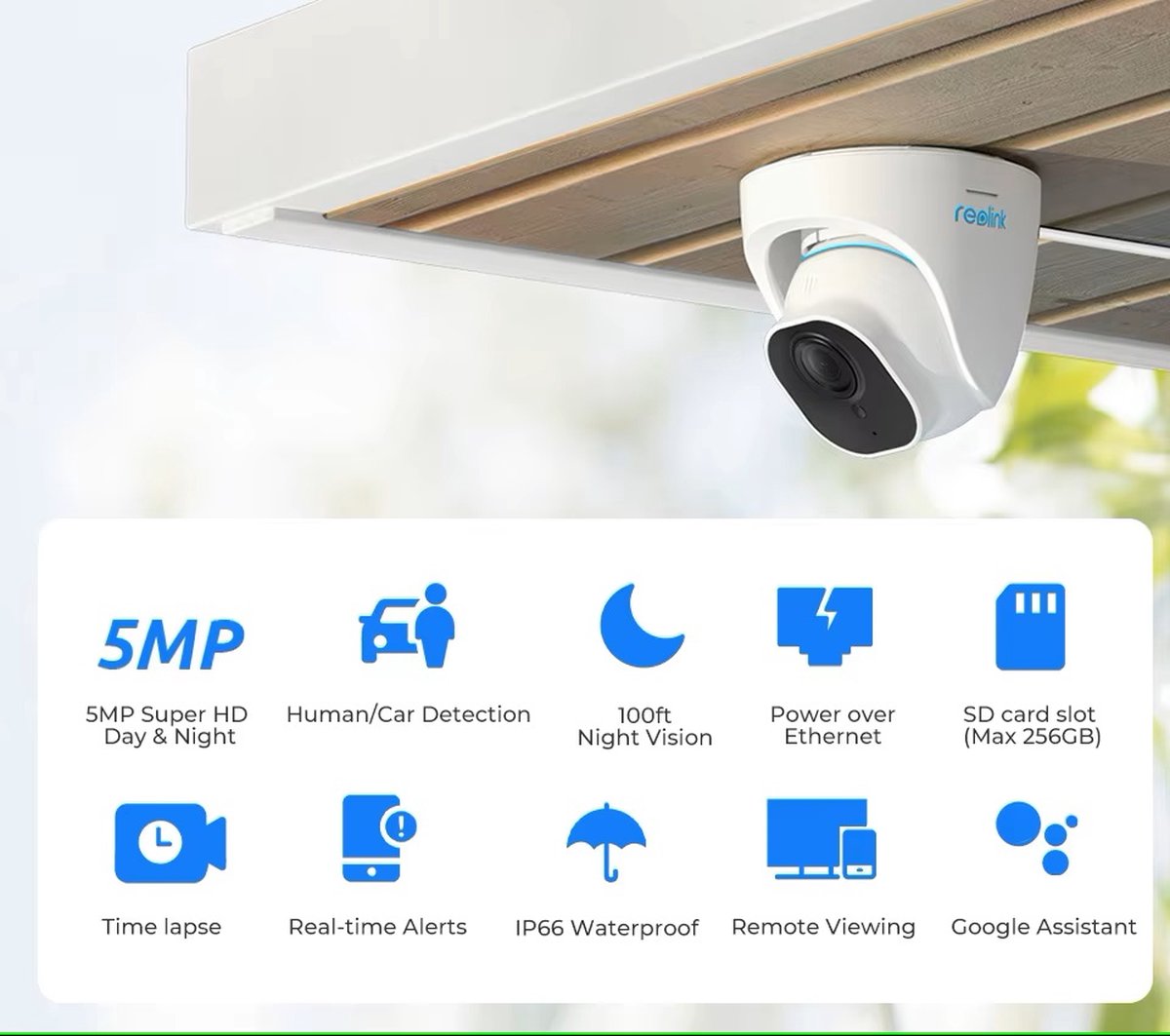 Reolink Smart Security Camera - 5MP PoE - Nachtzicht - Slimme Persoon/Huisdier/Voertuig Detectie - Bewakingscamera - Ingebouwde Microfoon -Geluidsopname- Google Assistent - Waterproof IP67 – foto 7