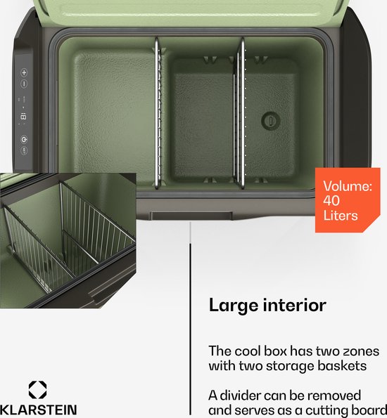 Klarstein PolarForce Compressor Koelbox - 40 Liter - Bereik: -20°C tot 20°C - Groen van Merkloos — afbeelding 3