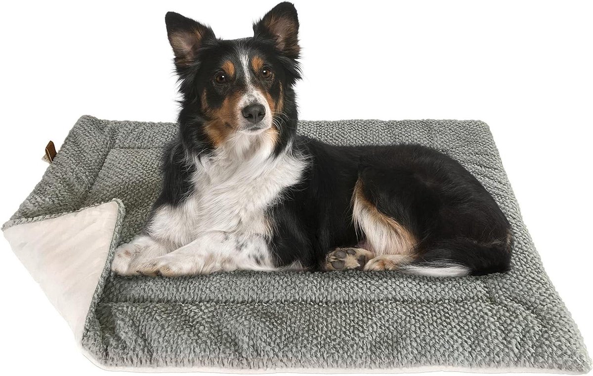 Pluizig Zacht & Wasbaar Hondendeken Maat M 88 x 55 cm - Met Imitatiesuède - Voor Grote & Kleine Honden of Katten - Grijs