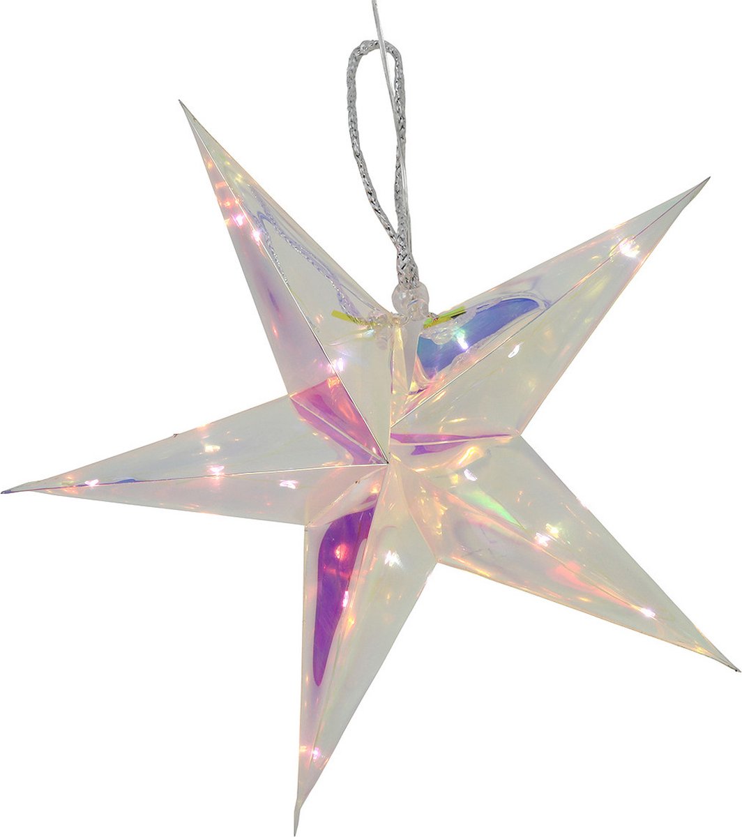 Svenska Living Verlichte kerstster - zilver iriserend- 26 cm - op batterij - warm wit