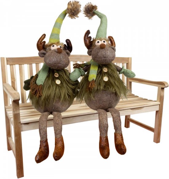 Koppel Eland 33cm (65cm) bruin rendier , kerstdecoratie , set van 2,