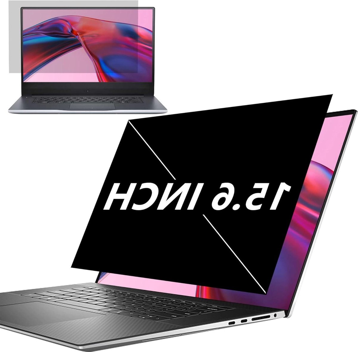 156 inch laptop privacyfilter - verwijderbaar - anti-spion - eenvoudige installatie - anti-verblinding - blokkeert blauw licht