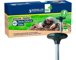 Edialux Sonic Defend Mollen Solar, mollenverjager op zonne-energie, mollenverschrikker, beschermt je tuin met trillingen en geluidssignalen tegen mollen, max. 350 m²