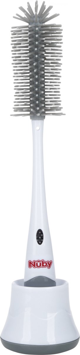 Goedkoopste Nuby - Silicone flessenborstel met houder - Grijs
