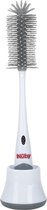 Nûby - Brosse à bouteille en silicone avec support - Grijs