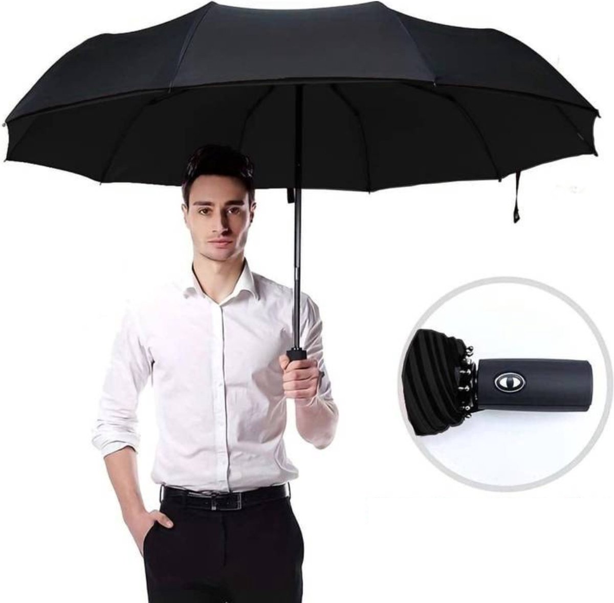 Bovista Moderne Stormparaplu - Windproof Paraplu - Opvouwbaar Stormproef - Automatisch Uitklapbaar - Umbrella - Zwart