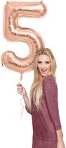 Ballon aluminium - Chiffre - 5 - Or rose - 86cm - Sans remplissage