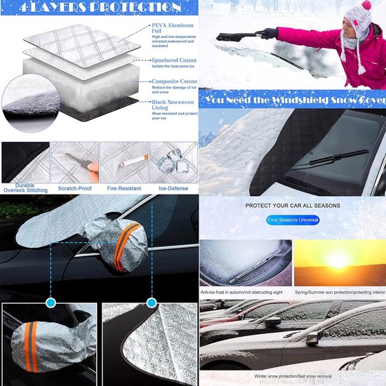 Housse De Protection Pare-brise Auto - Argentée, Anti-UV Et Anti-gel, Taille Universelle Pour Voiture, SUV, Camion