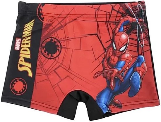 Foto: Marvel spiderman zwembroek zwemboxer rood zwart maat 110 116