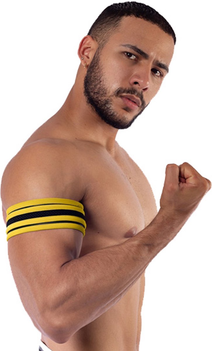 Mister B Neoprene Biceps Band Zwart Geel - Medium
