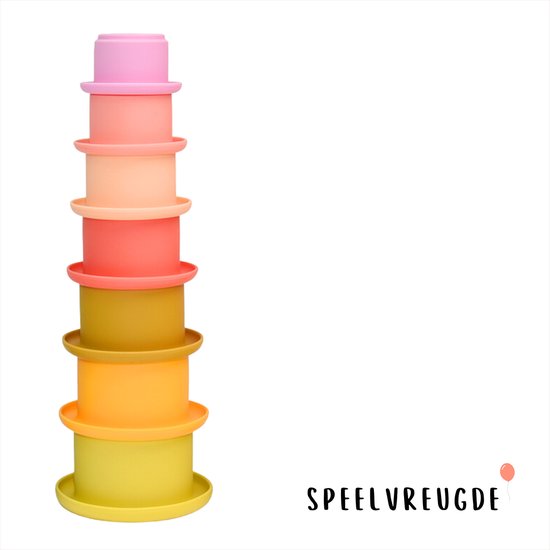 Tour à empiler - Gobelets empilables - Gobelets empilables - Tour de jeu - Jouets à empiler - Pierres à empiler - Siliconen - Sans BPA - Bébé - Tout-petit - Tout-petit - Développement - Éducatif