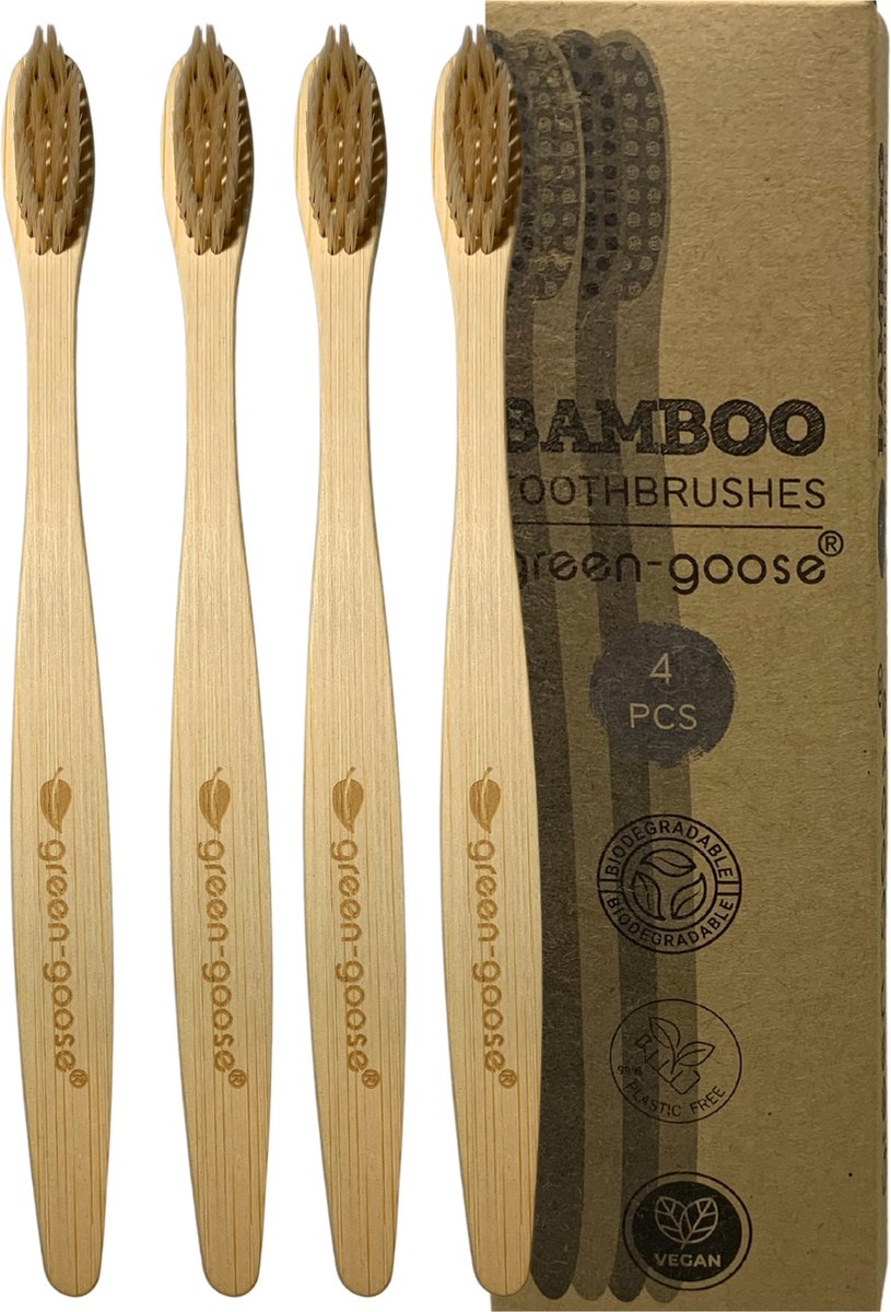 Goedkoopste Vitalifit bamboe tandenborstels - 4 stuks - Soft - Ecologisch - Antibacterieel