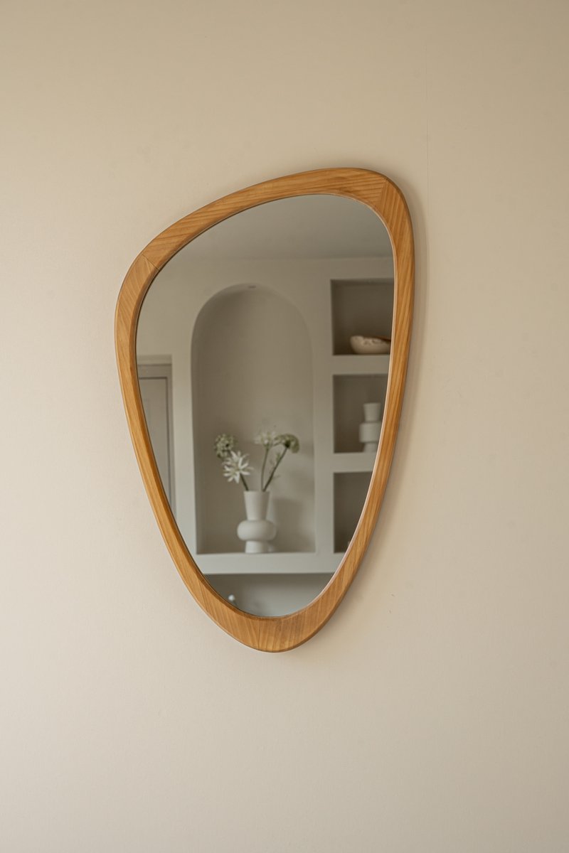Indore Home Spiegel - organische vorm - asymmetrisch - wandspiegel - 80cm - Hout