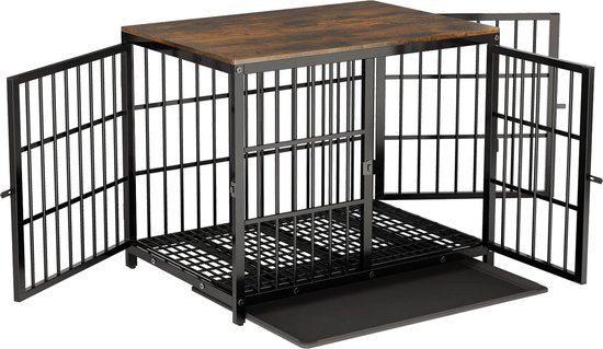 Hondenbench - Bench - Bench Voor Honden - Ren - Maat L - Meubel - Zwart - Metaal - Hout - 91.5x63.5x74.5cm