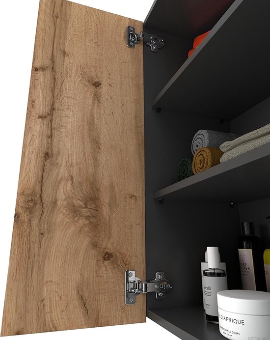 Armoire Murale HOOBRO Pour Salle De Bain Ou Cuisine - 2 Portes Avec Volets, Étagères Réglables - Marron Rustique - 40x17,5x61 Cm