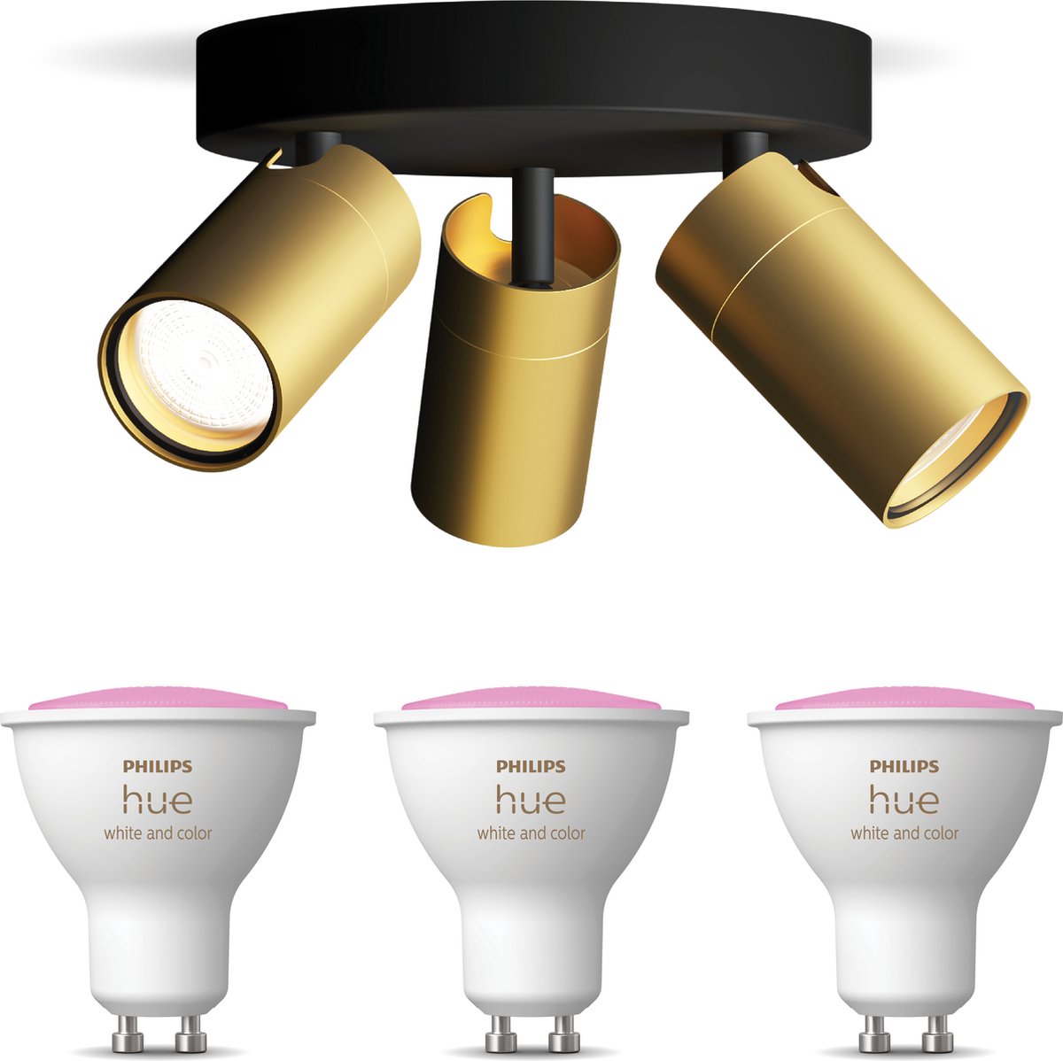 Philips Hue Idris Opbouwspot voor Badkamer (Zwart/Goud) - Badkamerlamp - Wit en Gekleurd L