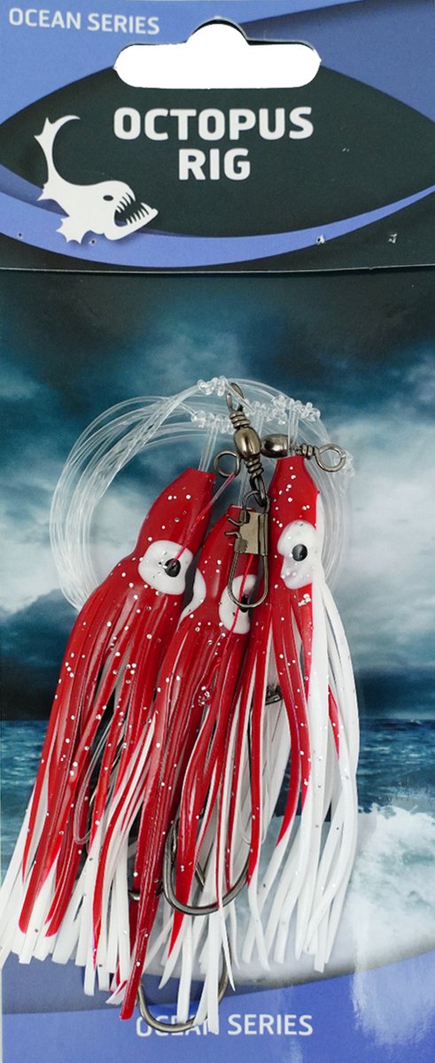 Eurocatch Octopus Onderlijnen - 3-Haken - Rood/Wit - 10 stuks - Wrakvissen - Kabeljauw - Zeevissen - Kabeljauw van Merkloos — afbeelding 2