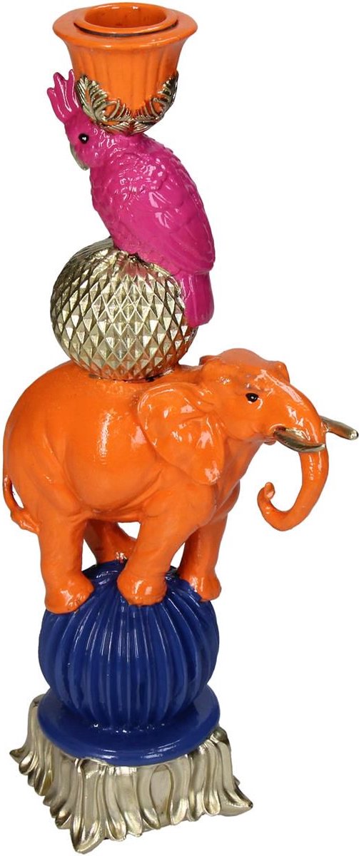 HD Collection Kandelaar Olifant Polyresin Oranje 12x8.5x26cm