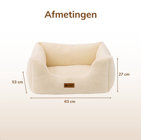 ACAZA Lit pour chien - Coussin pour chien - Lit pour chien - 63 x 53 cm - Beige - Tissu Teddy - Coussin pour chien lavable - Lits pour chiens