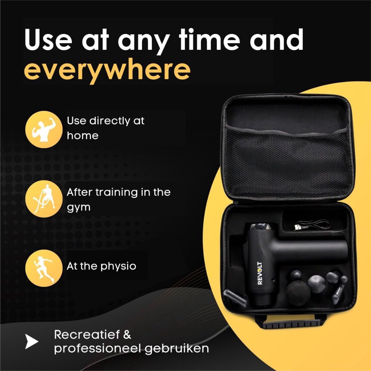 Afbeelding 2 van Equivera Massage Gun Professioneel - Massagegun - Massageapparaten - Massage Pistool - Compact Massage Apparaat