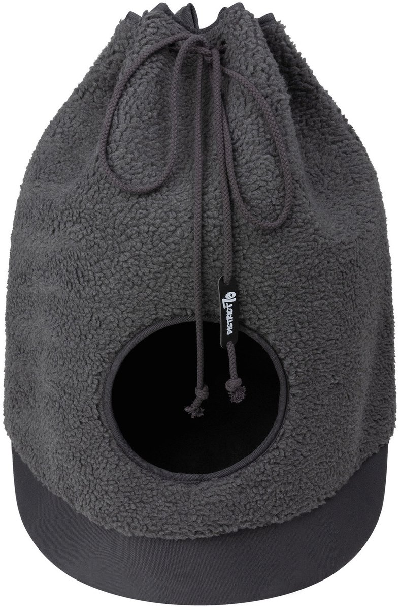 Bol.com District 70 CASA Teddy - Trendy kattenhuis van superzachte stof - Afmetingen 45 x 45 x 60 cm - Donkergrijs aanbieding