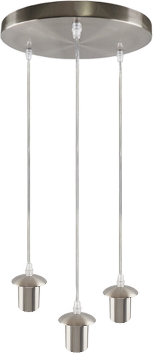 Olucia - Aluminium hanglamp zonder kap chroom, Rika - Vorm: Rond