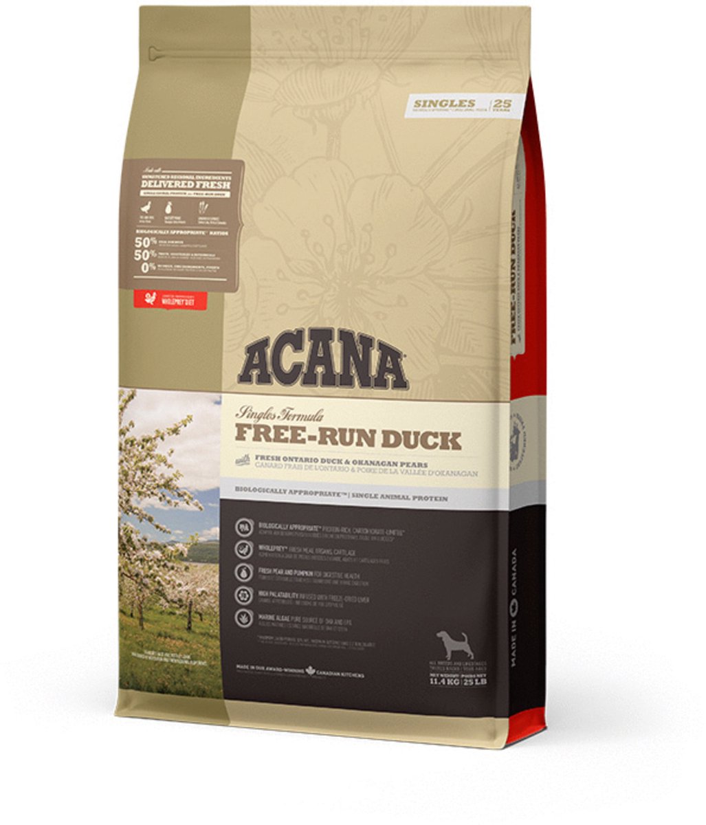 ACANA SINGLES FREE-RUN DUCK 6kg 賞味期限9月6日 Acana Free-Run Duck Hondenvoer - Met eend & aardpeer - 11.4