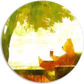 Beer wandcirkel - Dier wandcirkel - Wanddecoratie rond Boom - Wanddecoratie kinderkamer - Schilderij forex - Muur kunst muurcirkel forex 100x100 cm