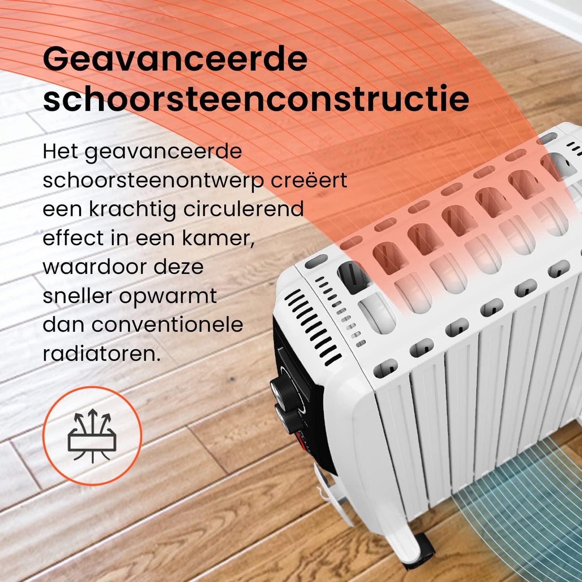 Pro Breeze 2000W Elektrische Verwarming tot 32 m2 - Olieradiator incl. Afstandsbediening, LED-Scherm, Ingebouwde Timer, 4 Warmtestanden, Thermostaat, Veiligheidsuitschakeling - Wit – foto 4
