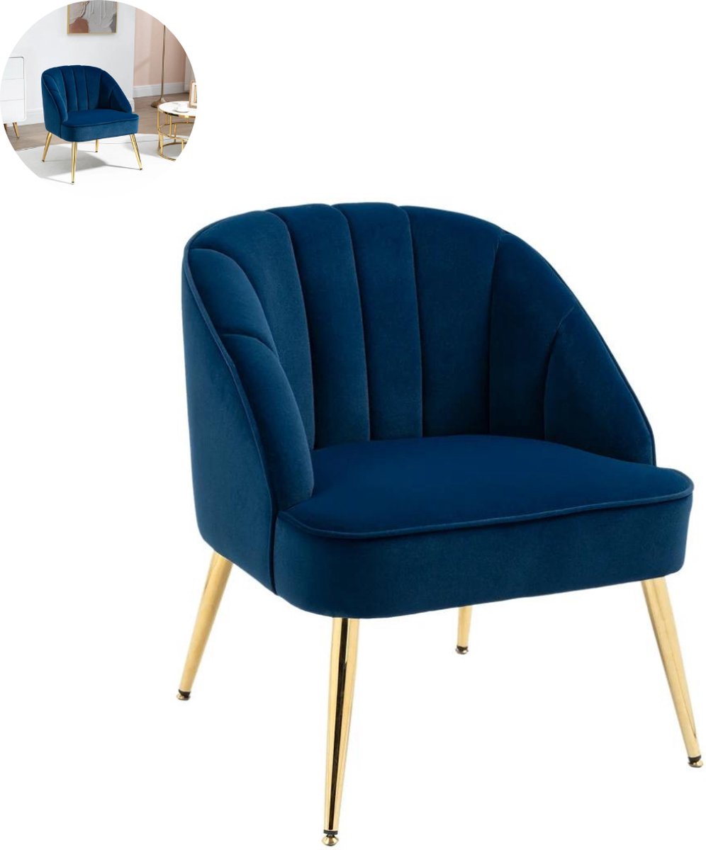 Fauteuil - Relaxzetel - Relaxstoel - Relaxfauteuil - Stoel - Met armleuning - Voor één Persoon - Donkerblauw