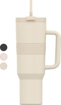 Bol.com ONYX Drinkfles met Rietje 1.2 Liter - Waterfles voor Kinderen & Volwassenen - Thermosbeker Travel Mug - Motiverende Drin... aanbieding