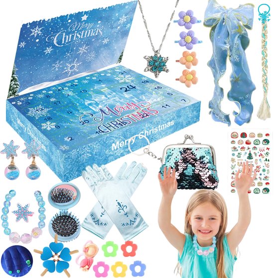 Equivera Adventskalender - Adventskalender 2024 - 24 Dagen Aftelkalender - Ijsthema - Prinsessen - Kerst Adventskalender - Kerstcadeau - Sinterklaascadeau - voor Meisjes & Dames - 24 Verrassingen