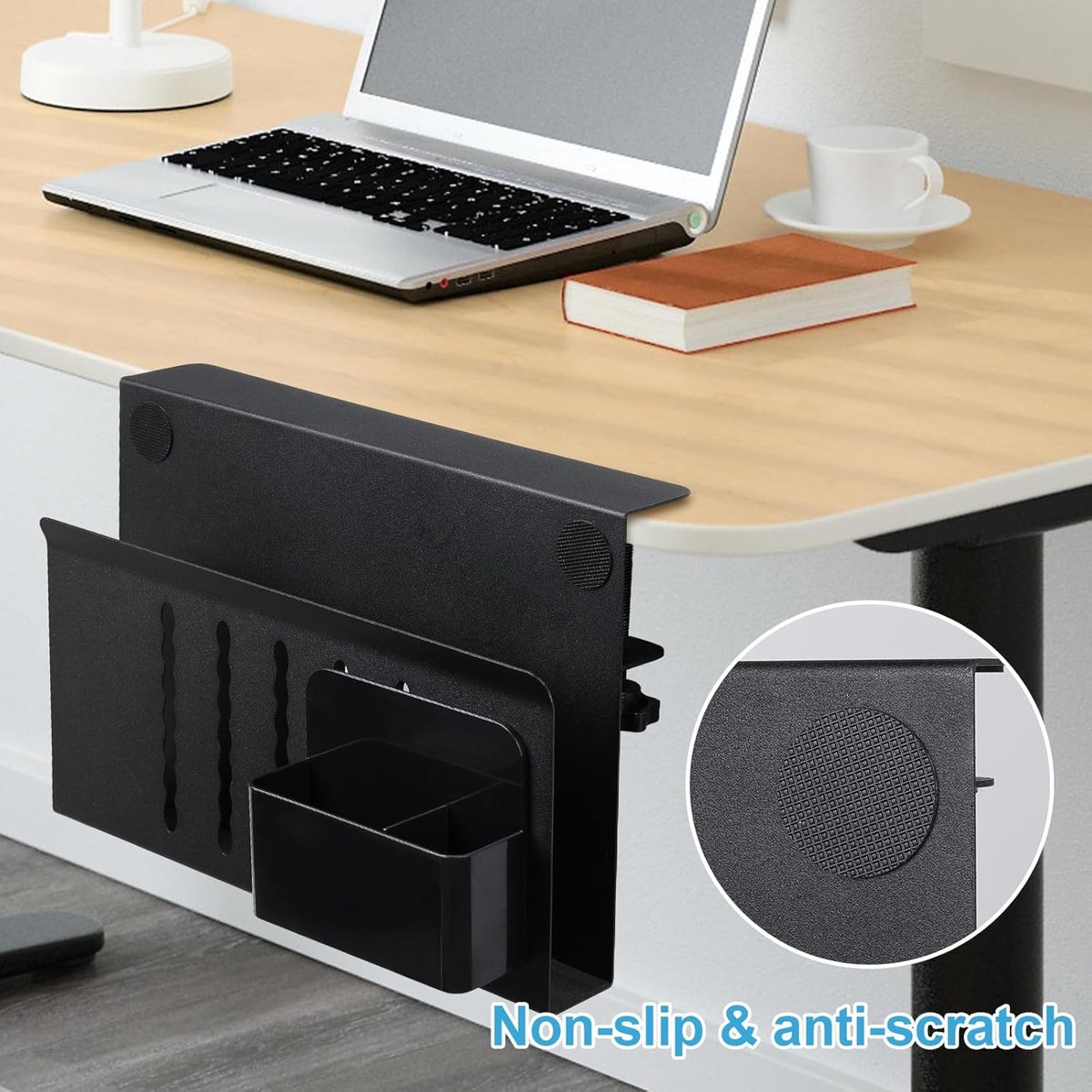 Vbnuyhim Zijbureau Laptophouder – Verstelbaar Opbergrek Zonder Boren | Ruimtebesparend Voor Laptop, Mappen En Tijdschriften