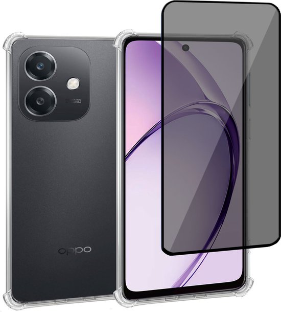 Convient pour OPPO A40 4G / A40M 4G / OPPO A60 5G - Coque + 2x Protecteur d'écran - Couvercle en Glas trempé + Coque antichoc - Transparent