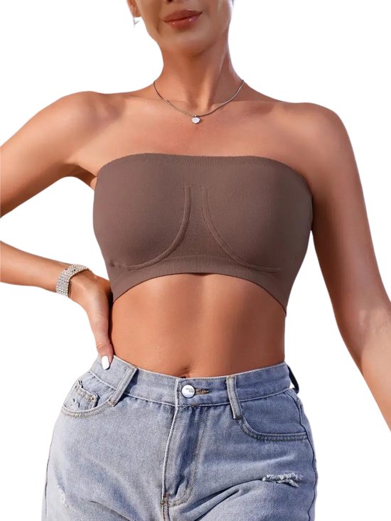 Soutien-gorge Nivard BH Sans Armature - Sans Bretelles - BH Push-up - Soutien-gorge Confort - Confortable - Robuste - Marron - Taille XL