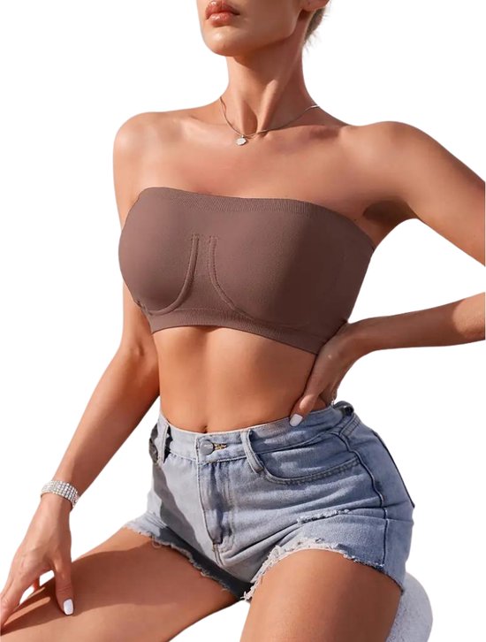 Soutien-gorge Nivard BH Sans Armature - Sans Bretelles - BH Push-up - Soutien-gorge Confort - Confortable - Robuste - Marron - Taille XL